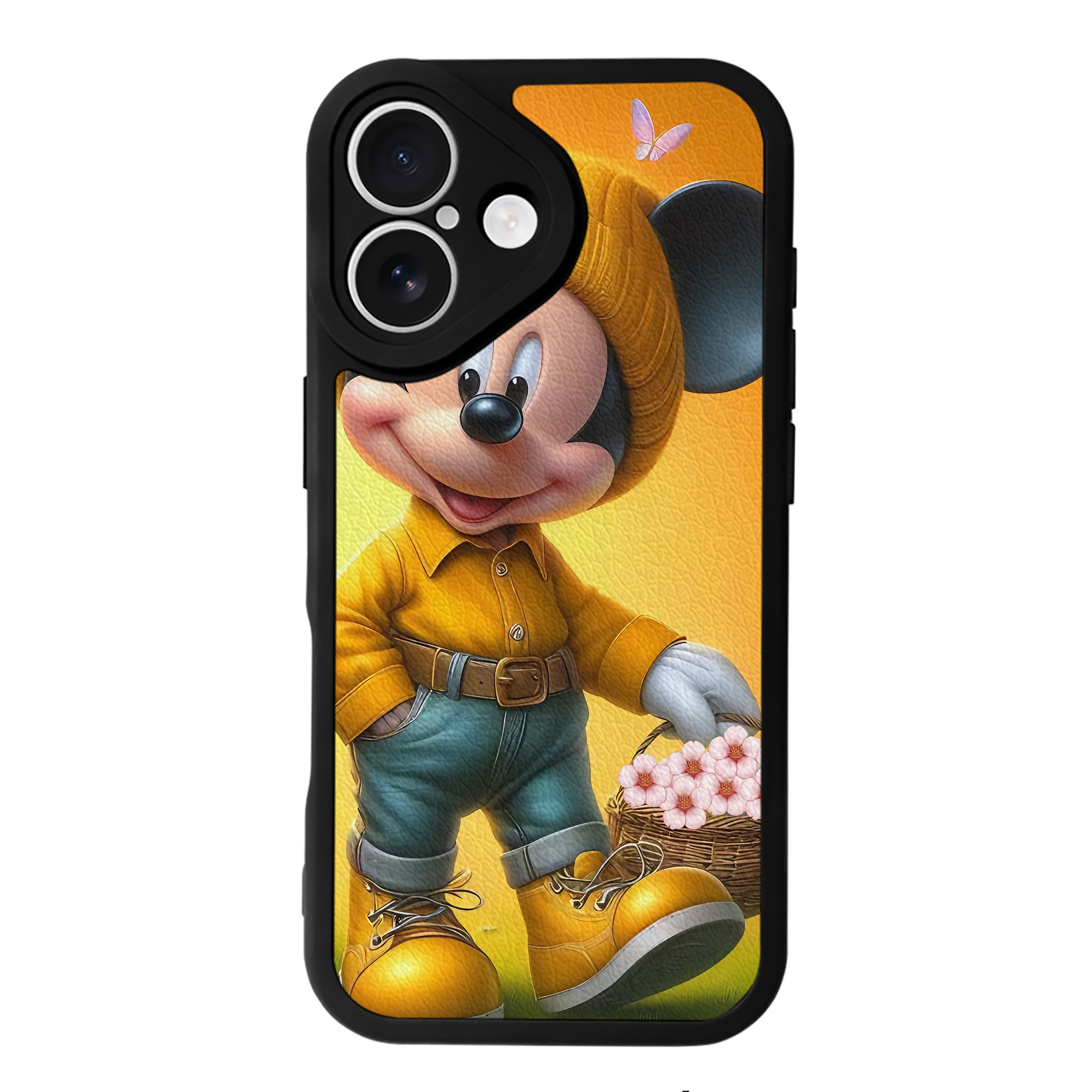（画像用） ミッキーマウス Mickey Mouse 【iPhone 16シリーズ対応】シリコンスマホケース（レザー調） 材質：シリコン